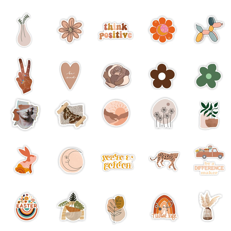[Australia - AusPower] - Vintage Aesthetic Stickers 50 Pcs, Vinyl Waterproof Stickers for Water Bottles Laptop Phone Computer Guitar (1) 1 