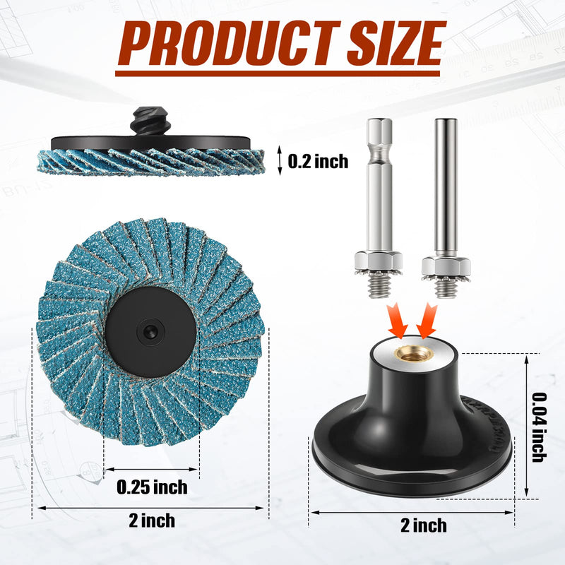 [Australia - AusPower] - Chengu 48 Piece 2 Inch Die Grinder Flap Disc with Disc Pad Holder Flap Discs Surface Conditioning for Angle Grinder Sanding, Stock and Rust Removal, Finishing, Grinding, Deburring(60 Grit Style) 60 Grit Style 