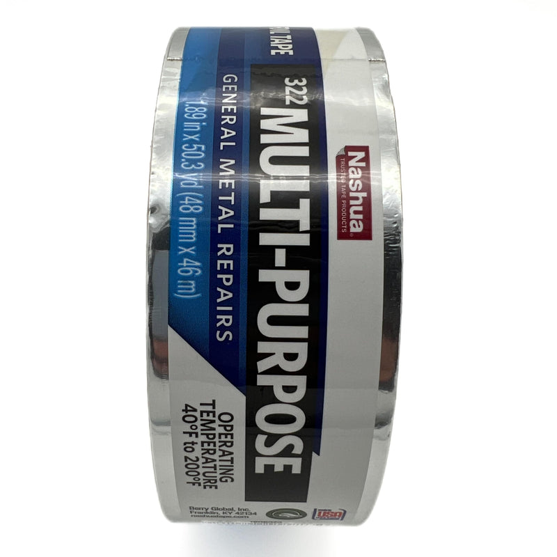 Nashua 322 HVAC Multi-Purpose Foil Tape, 46m Length, 48 mm Width, Aluminum Large