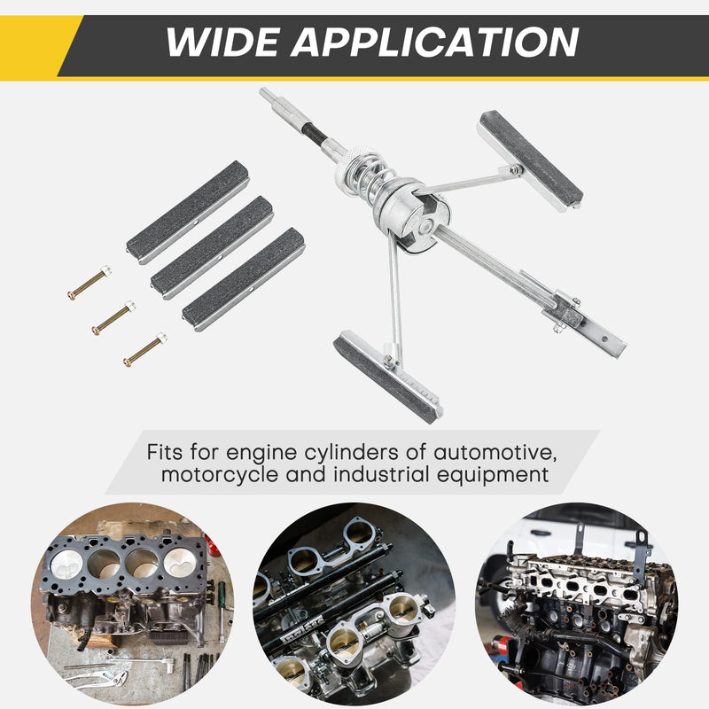 Engine Cylinder Hone Tool | 2" to 7" Diameter Adjustable Deglazer with Extra 3PCS Long Stones 220 Grit (3") 3"