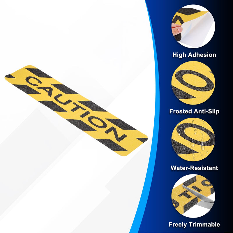 PATIKIL 5Pcs Frosted Non-Slip Tape - 2 ft x 5.91 Inch, Heavy Duty Anti Slip Grip Safety Caution Tape High Adhesion & Waterproof, Suit for - Outdoor/Stairs, Yellow Black