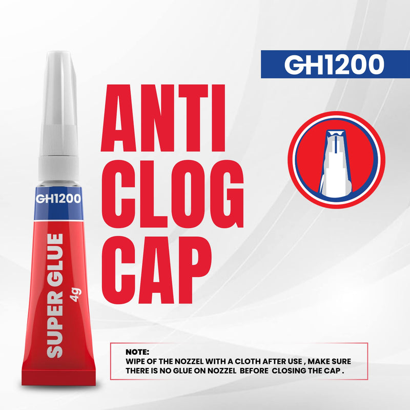 [Australia - AusPower] - 4 Gram x 8 Strong Super Glue All Purpose with Anticlog Cap. Super Fast & Strong Adhesive superglue, Cyanoacrylate Glue for Hard Plastics, DIY Crafts and Many More 