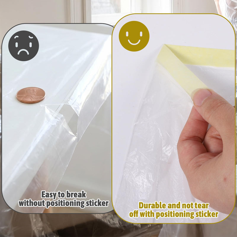 Painters Plastic with Tape, Paint Protection Film Paint Plastic Covering Pre-Taped Masking Film for Painting for Automotive & Home, Cover Walls/Floors/Windows/Cars Protection (2 Rolls