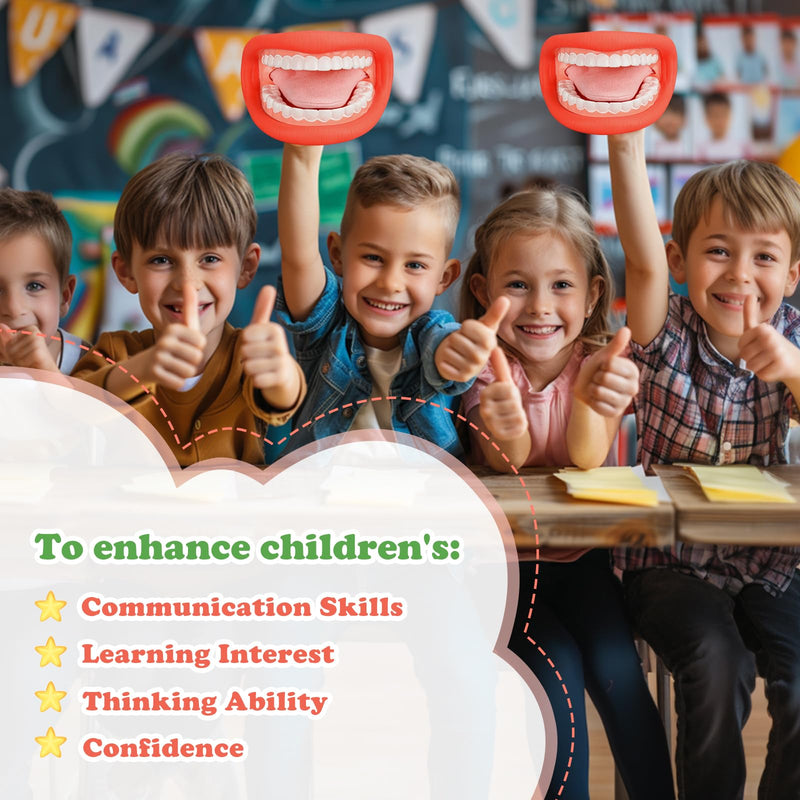 [Australia - AusPower] - Mouth Hand Puppet with Tongue for Kids Red Color, Mouth Puppet for Speech Therapy, Include Toothbrush 