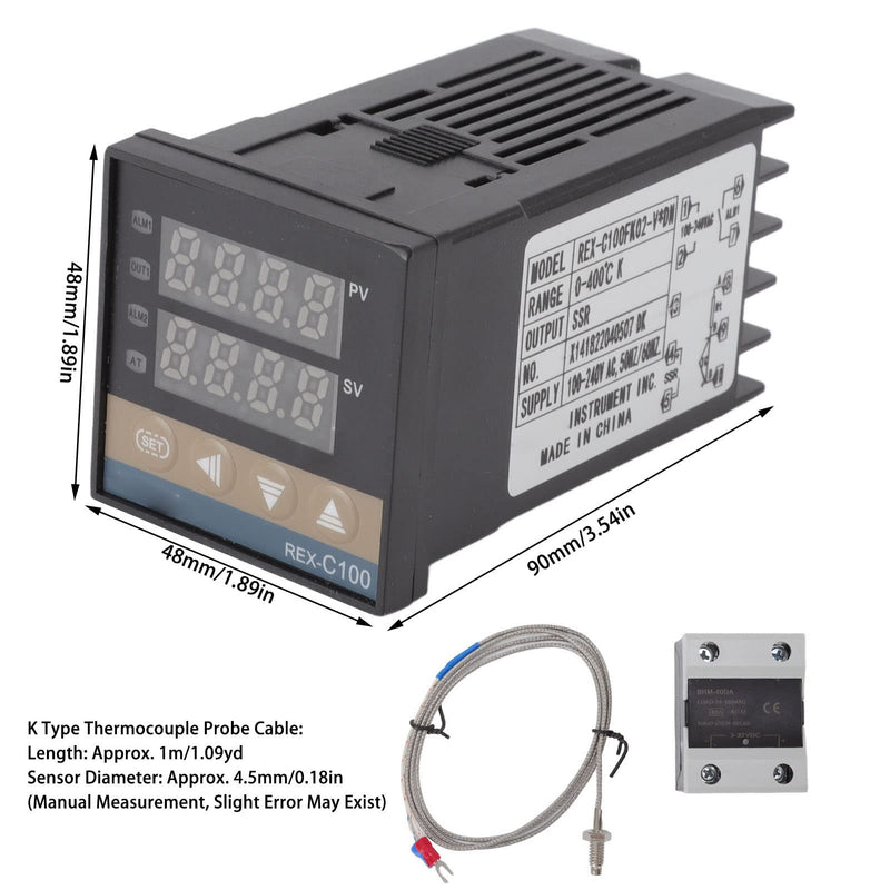 [Australia - AusPower] - EVTSCAN Thermostat Temperature Controller Plastic 0 to 400 Degree Centigrade with K Thermocouple Relay 100‑240V 