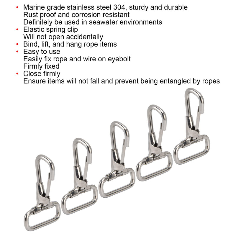 [Australia - AusPower] - Snap Hooks, 5Pcs Swivel Eye Snap Hooks, 304 Stainless Steel Swivel Eye Snap Hooks 29mm Diving Clips Spring Hooks for Bird Feeders, Pet, snap hooks 