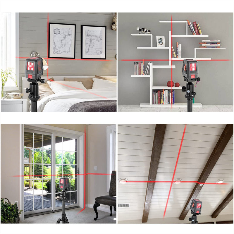 ENVENTOR Laser Level, Red Self Leveling Laser Level with Horizontal Vertical 2 Line Laser Tool 360° for Wall Picture Hanging, Waterproof Cross Line Laser Outdoor, Battery Carrying Bag Included