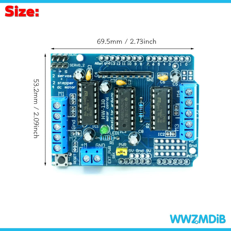 [Australia - AusPower] - 2Pcs L293D DC Stepper Motor Drive Shield Expansion Board for Arduino Raspberry Pi DIY Experiments 
