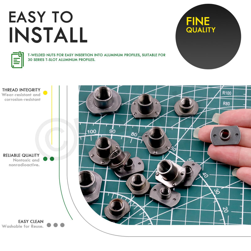 [Australia - AusPower] - Keadic 15Pcs M6 Tab Base UNC Carbon Steel Weld Nuts, 4 Projection Screw-in Flange Insert Female Thread T-Nut for Furniture 