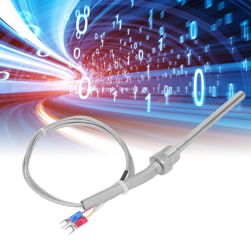[Australia - AusPower] - Thermocouple K Type 0‑400℃ 3/8 NPT 8x100mm Stainless Steel Temperature Sensor Probe (1M) 1M 