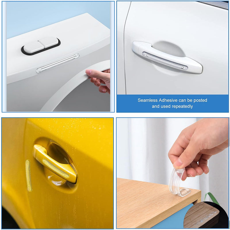 [Australia - AusPower] - 8 PCS Clear Furniture Bumpers, BetterJonny Silicone Cabinet Bumpers Clear Wall Protector Adhesive Door Knob Wall Protector for Door Handle, Refrigerator Door, Chair (4 Long, 4 Short) 