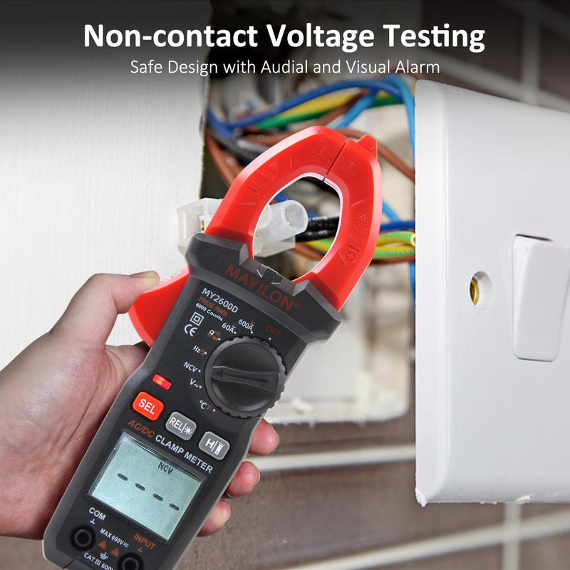 [Australia - AusPower] - Digital Clamp Meter Multimeter 6000 Counts Voltage Tester Auto-ranging Measures AC DC Current Voltage Temperature NCV Frequency Diode Resistance Capacitance Backlight Electrical Tester 