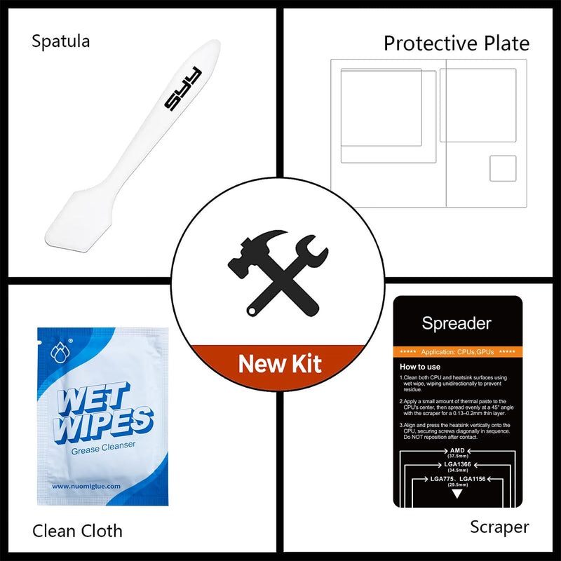 SYY Thermal Paste 8g with Toolkit for CPU, GPU, IC and Heatsink | Carbon based; high thermal conductivity; safe to use; long durability; non-conductive