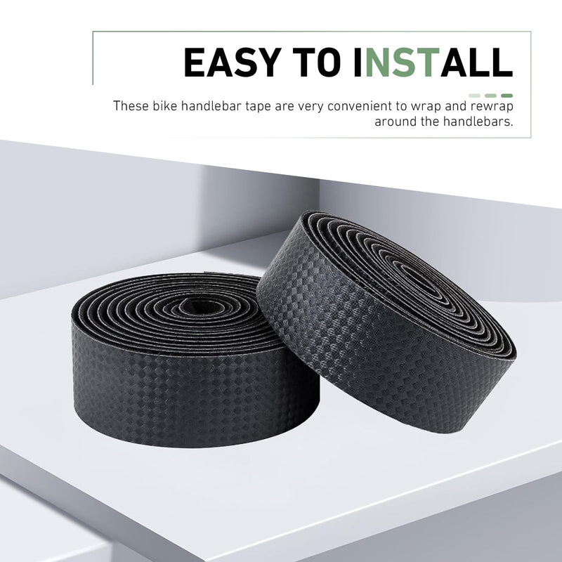2 PCS Bike Handlebar Tapes, Carbon Fiber Bicycle Bar Wrap, Anti-Slip Shock-Absorbing Handle Grip Tape, Universal for Road Bike/Mountain Bike (Black)