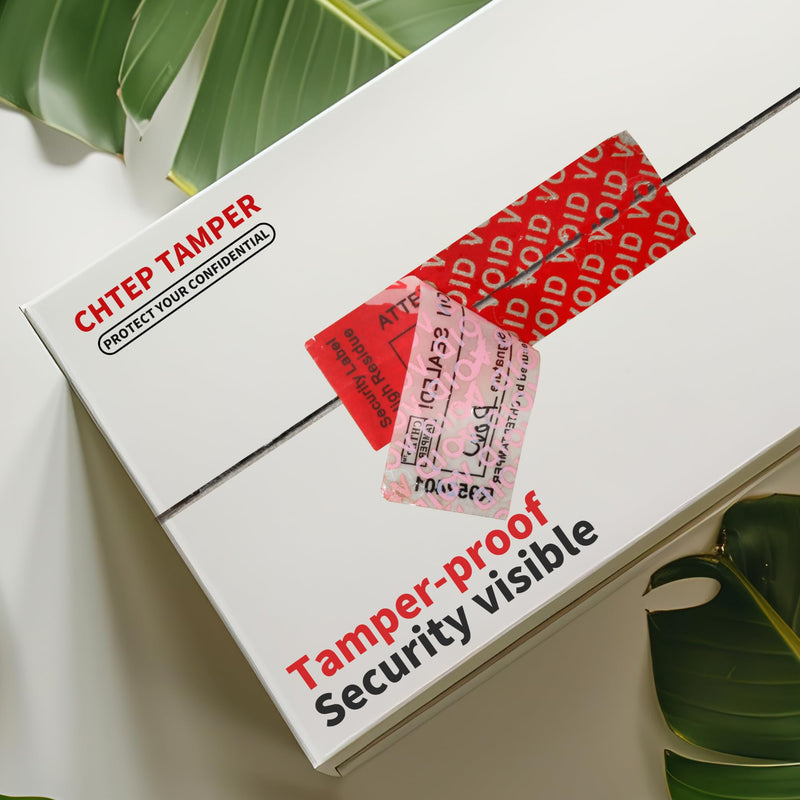 ChtepTamper Tamper-Evident Security Labels, Red, 0.8x2.4 inches | 100 Pieces Total Transfer, Serial Number, Goods Shipping, Privacy Protection 0.8 * 2.4inch
