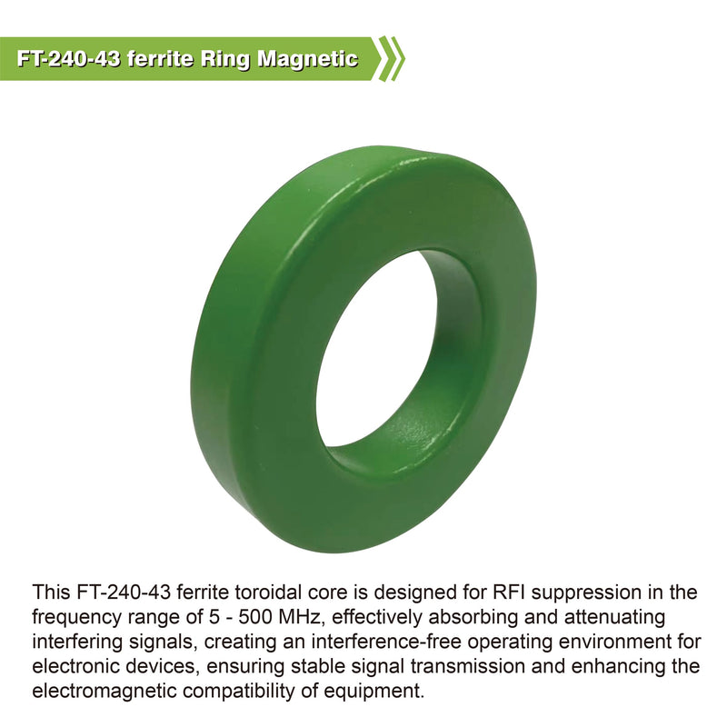 [Australia - AusPower] - FT-240-43 ferrite Ring Magnetic core 43 Material - Diameter 2.4 inches, Used for RFI Suppression, broadband, and Power Transformers | Precision Manufacturing, Suitable for 5-500 MHz Applications 