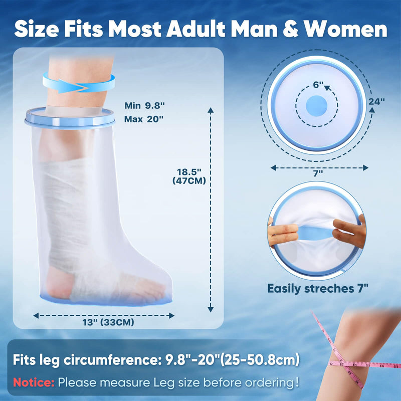 [Australia - AusPower] - Waterproof Leg Cast Cover for Shower Adult Shower Boots for Leg After Surgery with Non-Slip Bottom Ankle Foot Cast Protector for Surgery Bandage Dressing Wound [2025 Upgraded] New-Half Leg 