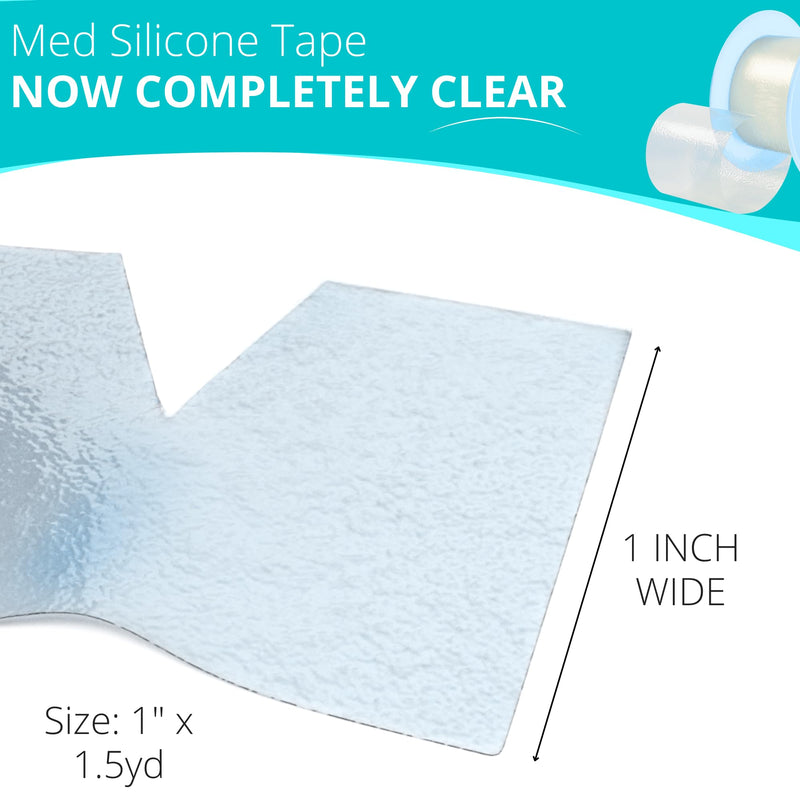 [Australia - AusPower] - Silicone Tape for Skin Medical Silicone Tape Silicone Skin Tape Soft Silicone Tape Hypoallergenic Tape for Sensitive Skin Pain-Free Removal Tape Secures Dressing 1” 2" Wide (1.5ydx1.0in) 1.5ydx1.0in 