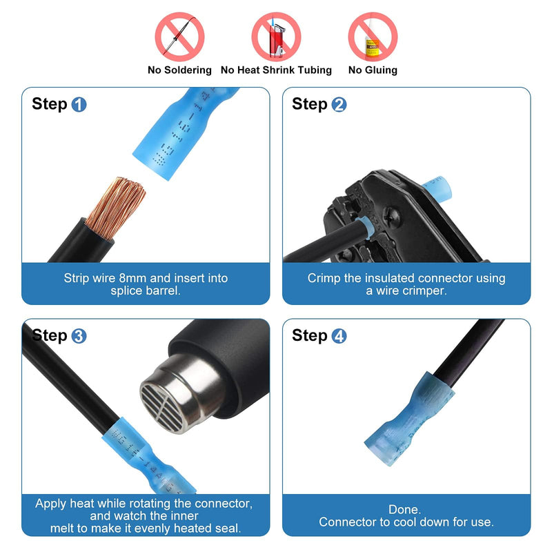 QX&XD 540PCS Heat Shrink Wire Connectors Kit, Waterproof Marine Grade Crimp Connectors, Tinned Copper Electrical Terminals, Butt Ring Fork Spade Hook, 22-10 AWG, 3 Colors