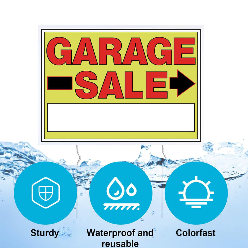 Double-Sided Garage Sale Signs & Directional Arrow Signs -9Pack Sets with Metal Stakes - Waterproof Reusable Yard Signs for Outdoor Sales Events