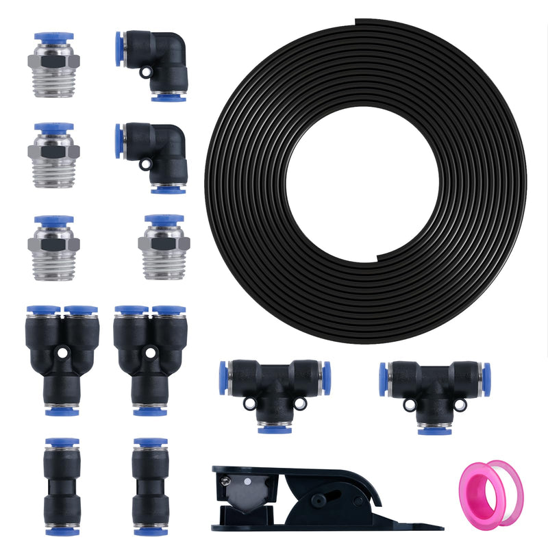 [Australia - AusPower] - Air Line Tubing Kit, 1/4" OD DOT Air Line 50 FT(15 m) SAE j844 PA Nylon Air Hose Tubing and Push to Connect Fittings for Air Brake System Or Fluid Transfer, 15 Pcs Compressed Accessories Kit 1/4"-50FT hose 
