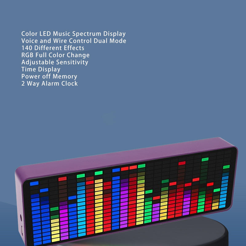 [Australia - AusPower] - LED Music Spectrum Display, 16x24 384 RGB LED Display Audio Spectrum Analyzer Display, 5V 1A 3W USB LED Music Spectrum for Car Game Room,with Clock 20 Dynamic 7 Color 