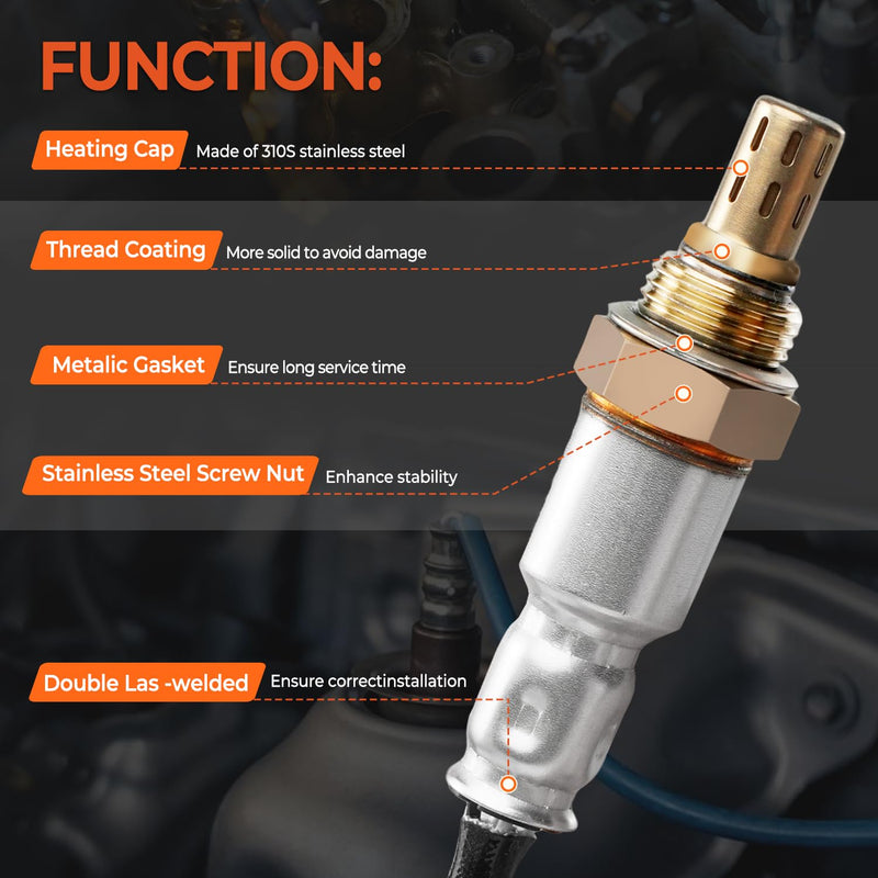 2Pcs Oxygen Sensor Upstream Downstream O2 Sensor Compatible with 2007-2011 Honda Civic DX EX LX 1.8L L4 Replace 234-9124, 234-4350, 36531-RNA-J01, 36532-RNA-A01 2007-2011 Civic 1.8L