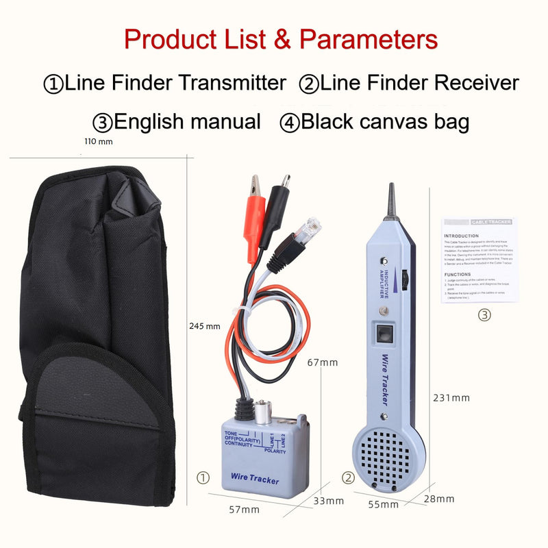 [Australia - AusPower] - Network Cable Tracing Tester Kit Audio Adjustable Induction Amplifier Cable Toner Detector Kabel Tracer Toner and Probe kit Circuittesters 