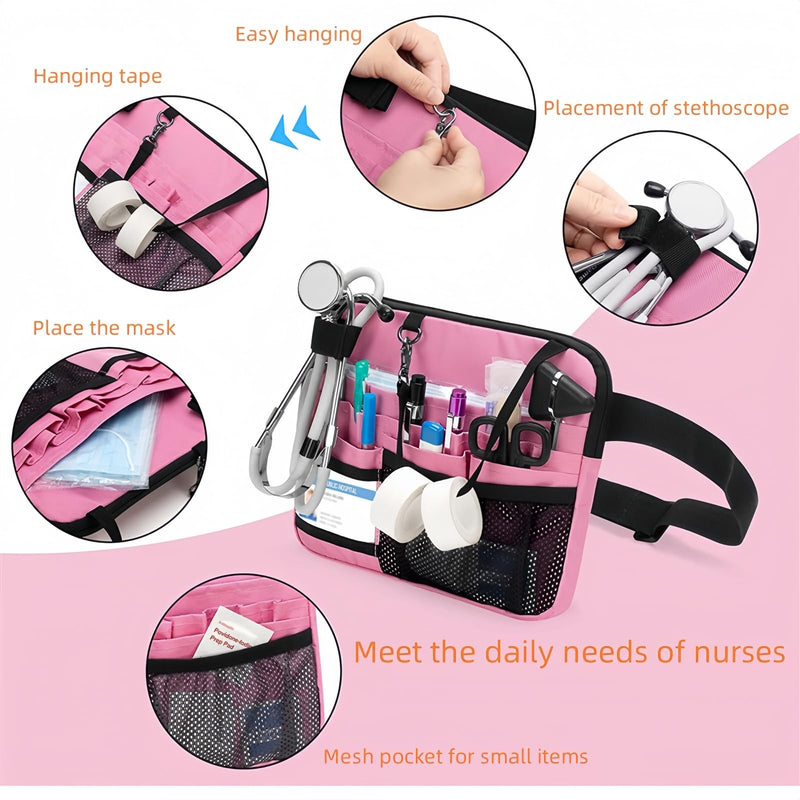 [Australia - AusPower] - Nurse Fanny Pack,Medical Waist Bag Medical Gear Pockets Storage for Stethoscopes,Utility Waist Storage Bag,Adjustable Waist Strap，Bandage Scissors and Other Medical Supplies（Black） Black 