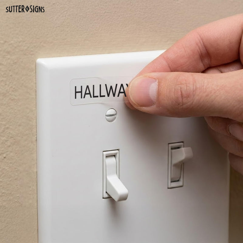 Light Switch Labels, Transparent Labels for Light Switch Identification for Home, Office, Rental, 65 Stickers per Sheet (650pcs Total)