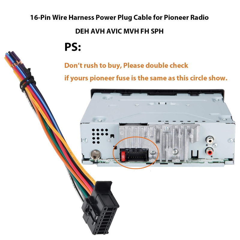 [Australia - AusPower] - RED WOLF 16 pin Pioneer Wiring Harness Radio Stereo Connector Plug Cable for Aftermarket Radio Pioneer DEH AVH AVIC MVH FH SPH 