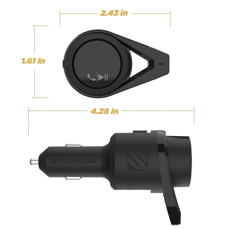 [Australia - AusPower] - Scosche BTFM5 Bluetooth Hands-Free Car Kit with Digital FM Transmitter and Dual 12W USB Charging Ports For Vehicles Dual USB-A, 12W Black 