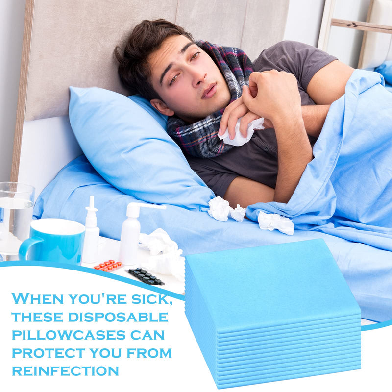 [Australia - AusPower] - 20 Pcs Disposable Pillow Case Medical Disposable Pillow Cover Travel Single Use Pillowcase Non Woven Fabric for Hospitals Hotels Home Bedroom Bedding Supplies, 32 x 20 Inches (Light Blue) Light Blue 
