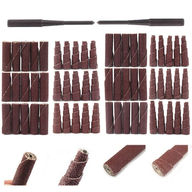 [Australia - AusPower] - 62Pcs Mini Sanding Cone Engine Porting Assortment Kit Cone Cylinder Shaped Abrasive Sanding Set Sleeve Sandpaper Roll with 1/4inch Shank 