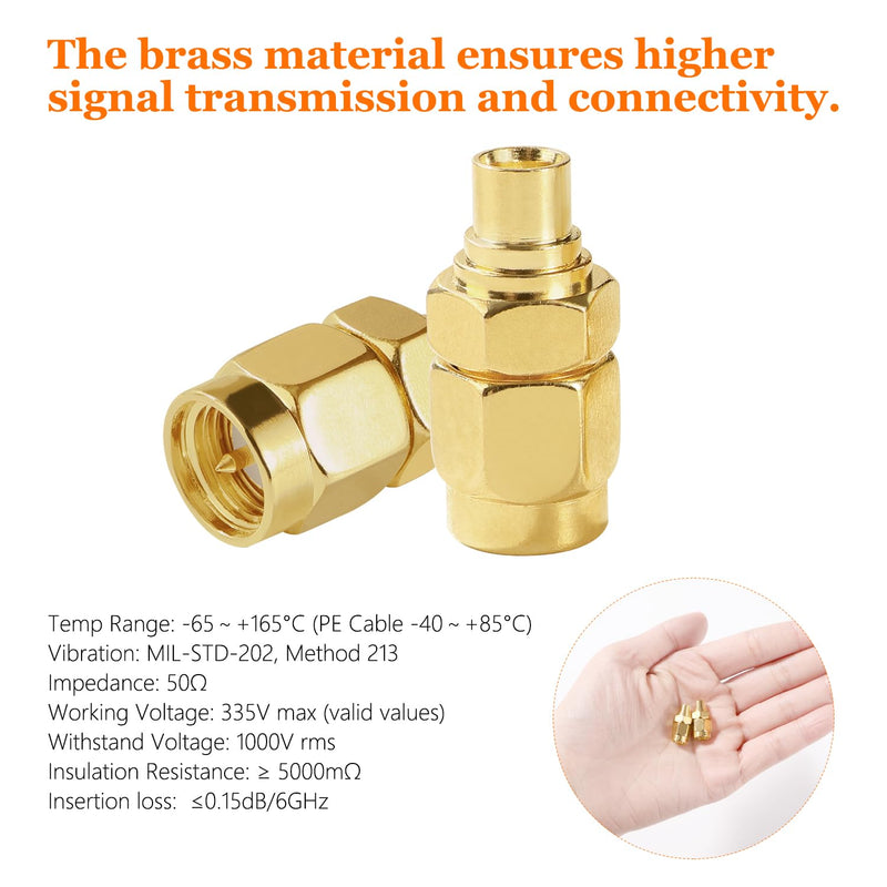 2 pieces SMA male to MCX female antenna plug, SMA to MCX adapter, for antenna 4G LTE WiFi wireless router GPS system