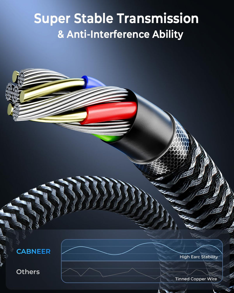 8K HDMI Cable 40 ft, 48Gbps High Speed HDMI 2.1 Cable, Braided HDMI Cable 2.1 8K 60Hz 4K 120Hz Support for HDR eARC HDCP 2.2/2.3, HDMI Cord Compatible with HDTV, Laptop, Monitor, PC 40FT 1