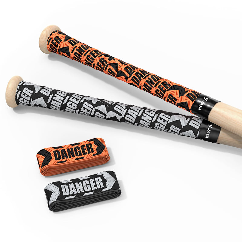 JAYA Bat Grip Tape 2 Pack Mixed Color - 1.1mm Cushioned Full Adhesive | Anti-Slip Sweat-Wicking | Pro-Level Control for Youth Adult Baseball Softball Players Danger