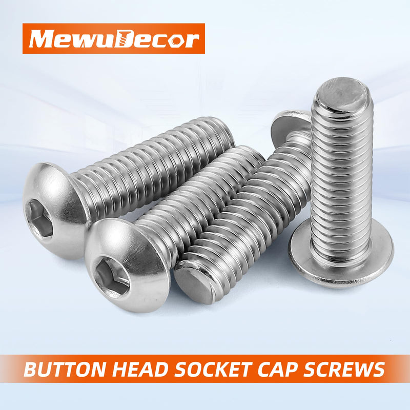 [Australia - AusPower] - 5/16-18 x 1" Button Head Socket Cap Screws, 304 Stainless Steel 18-8, Bright Finish, Coarse Thread Fully Threaded, Allen Hex Drive, 12 PCS 5/16-18 x 1" 
