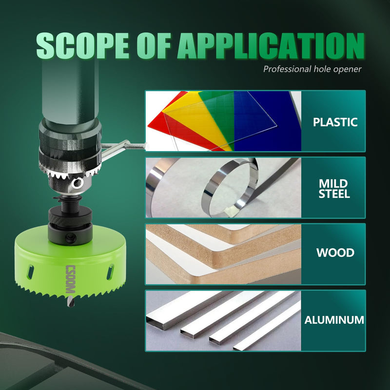 [Australia - AusPower] - CSOOM Upgraded Bi-Metal Hole Saw Drill Bit, Hole Drilling Cutter, Ideal for Plastic, Wood, Plywood, Thin Steel Sheets, and Thin Aluminum Sheets（89mm|3-1/2"）. 89mm|3-1/2" 