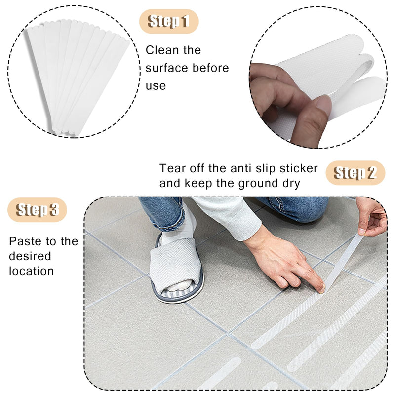 Bathtub Non Slip Stickers Self Adhesive Waterproof Strong Grip Anti Slip Strips for Bath Tub Shower Stairs Ladders Boats Floor Kitchen2x38cm24 Pcs (2 * 38cm 24 Pieces) 2*38cm 24 pieces