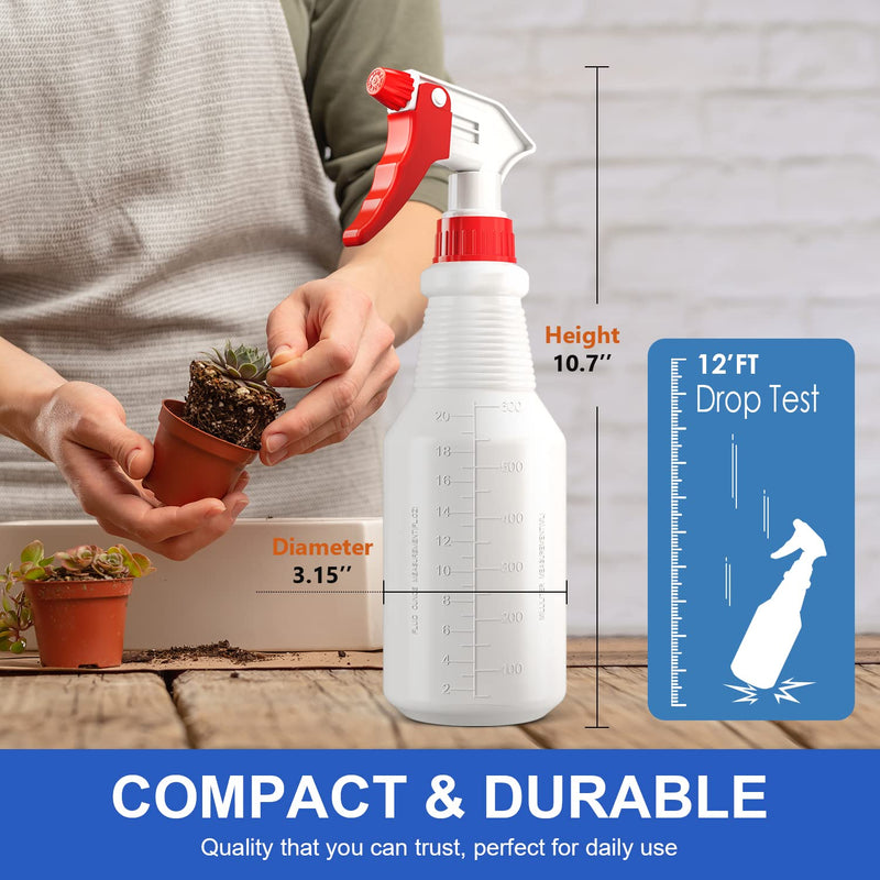 [Australia - AusPower] - Spray Bottles (4 Pack, 24 Oz) Refillable Empty Plastic Water Spraying Bottle for Cleaning Solutions, Hair Spray, Car Detail, Watering Plants, Heavy Duty Mist Stream Sprayer with Measurement 24 Oz, 4 Pack 