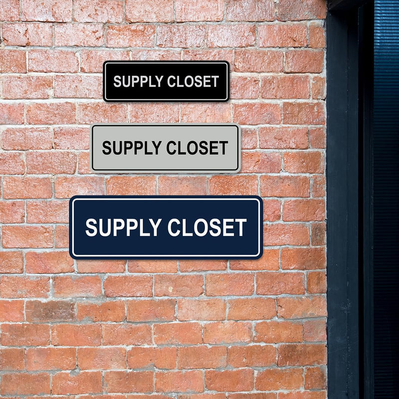 Signs ByLITA Standard Supply Closet Wall or Door Sign | Office Storage Signage (Black) - Large 2 Pack 3 x 9" - Large (2 Pack) Black