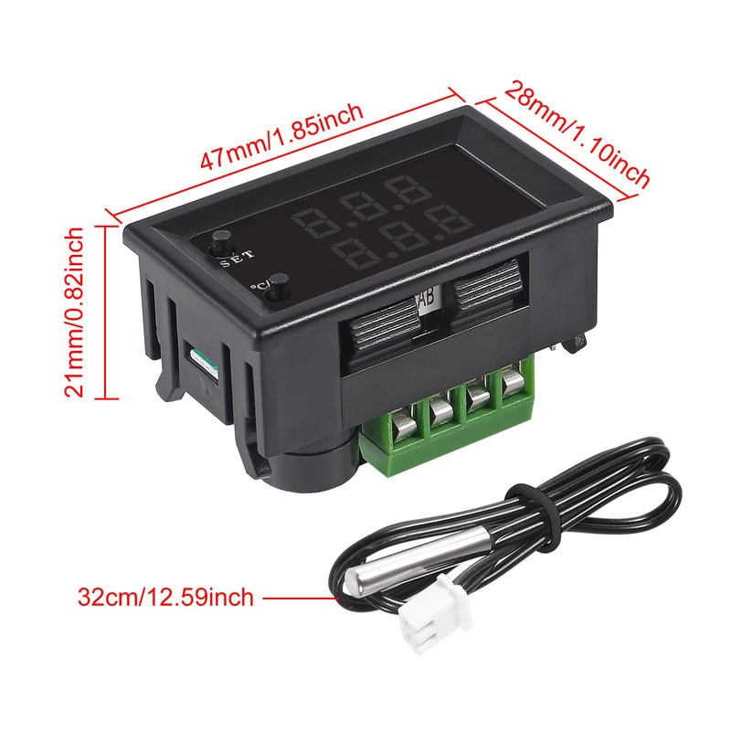 [Australia - AusPower] - 4pcs DC 12V Electronic Temperature Controller Programmable -50 to 110 ℃ Heating/Cooling Thermostat Control Switch Module NTC Waterproof Sensor Probe Dual Color LED Display Monitor 