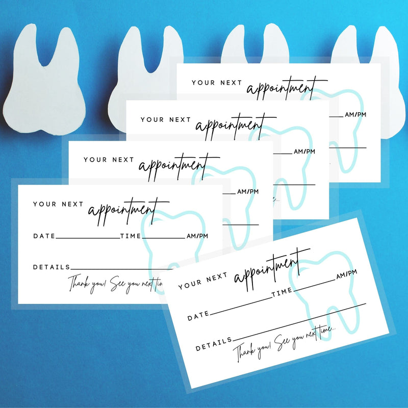 [Australia - AusPower] - Dental Appointment Reminder Cards | 50 pack | Teeth Whitening, Dental Office, Client Reminder, Patients, Pediatric Dentist, Orthodontics, Bulk 2x3.5” Minimalist Teal Tooth 