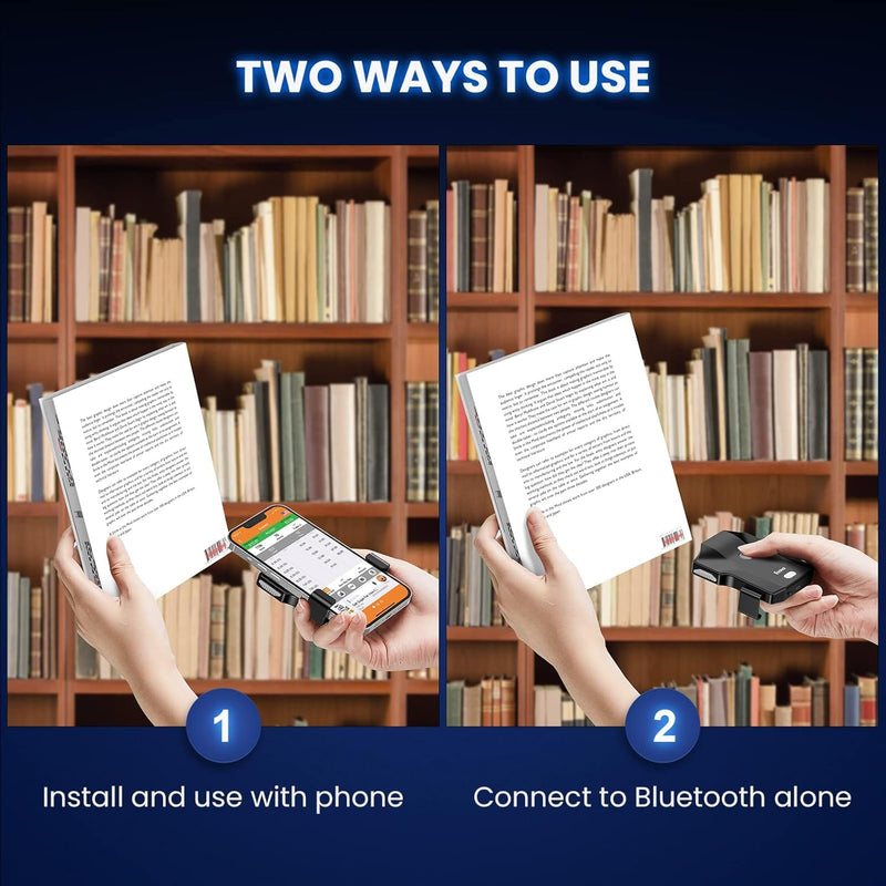 [Australia - AusPower] - Eyoyo 2D Bluetooth Barcode Scanner, Wireless Back Clip Compatible with 4.7"–7.2" Android and iPhone, USB Rechargeable with Battery Level Indicator, Ideal for Book Library and Inventory Management 