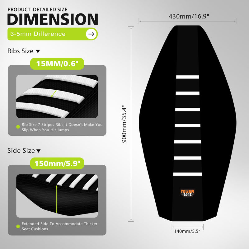 [Australia - AusPower] - Dirt Bike Seat Cover for Surron SUR Ron Ultra Bee, Non-Slip Motorcycle Electric Bike Seat Protector (Black-White) Black-White 