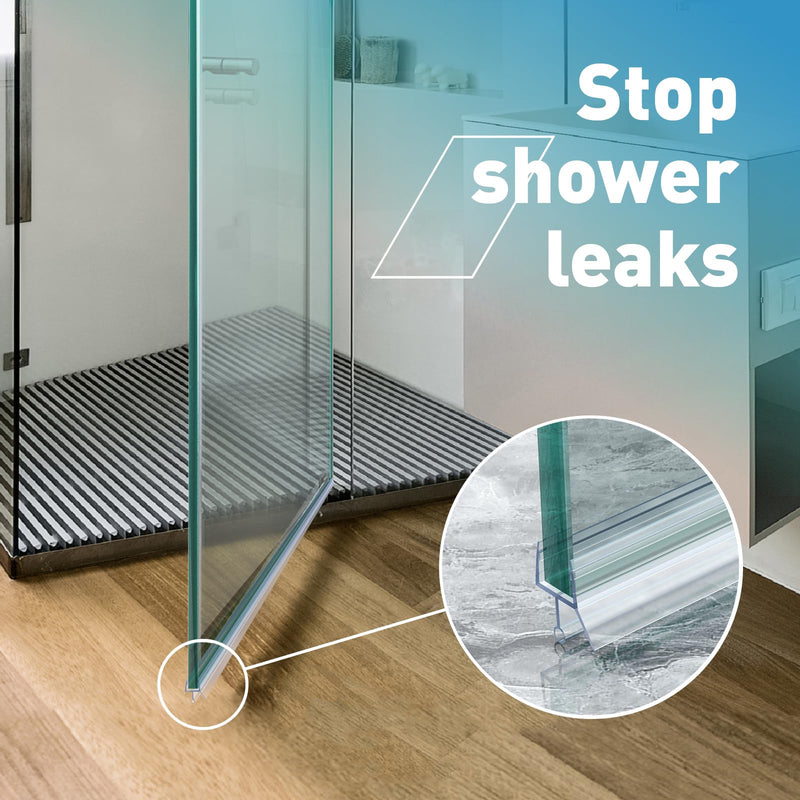 Shower Door Bottom Seal,2 PCS 3/8" X 36" Shower Door Sweep for 3/8 Inch Glass,Frameless Glass Door Seal Strip to Seal 11mm Gap,Stop Shower Leaks and Create a Water Barrier For 3/8" Glass