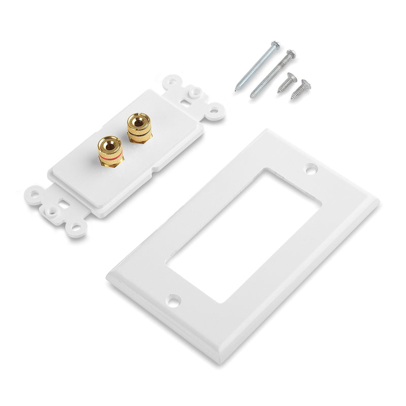 [Australia - AusPower] - Cable Matters 2-Pack Speaker Wire Wall Plate, Gold Plated Speaker Wall Plate, Banana Plug Wall Plate for 1 Speaker, White 1-Speaker 
