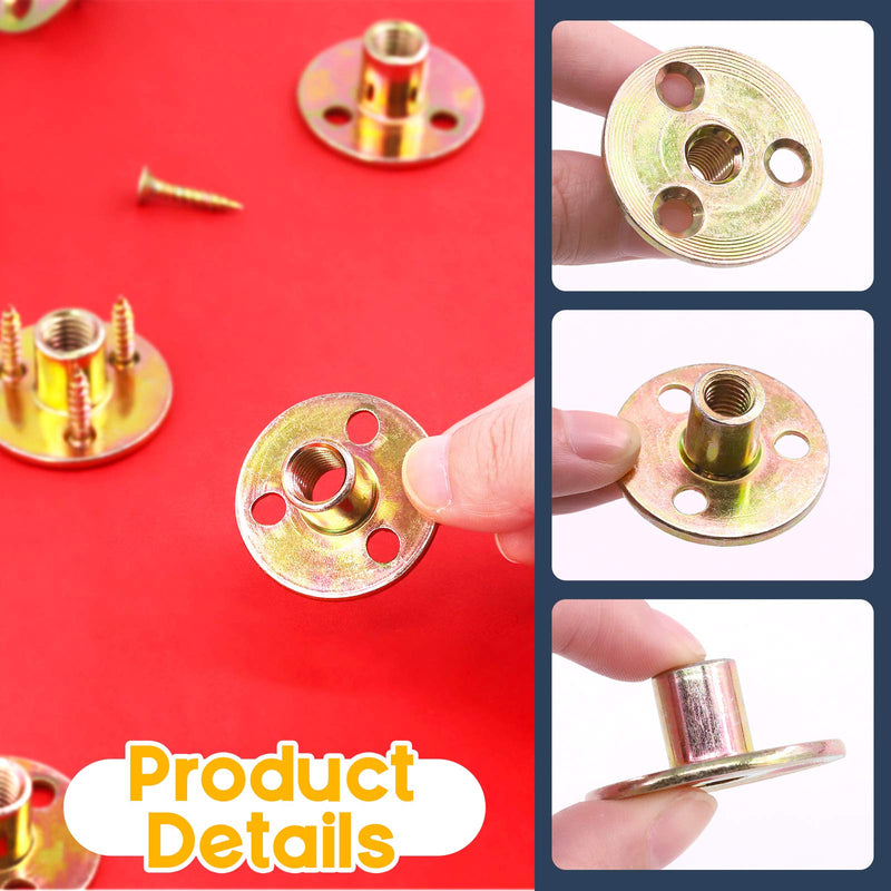 [Australia - AusPower] - Hilitchi 64Pcs M10 Brad Hole Tee Nut Carbon Steel Screw in T Nuts Round Base Mounting Hardware Fitting Fastener Flange Insert Female Thread with Screws (M10-64PCS) M10-64PCS 