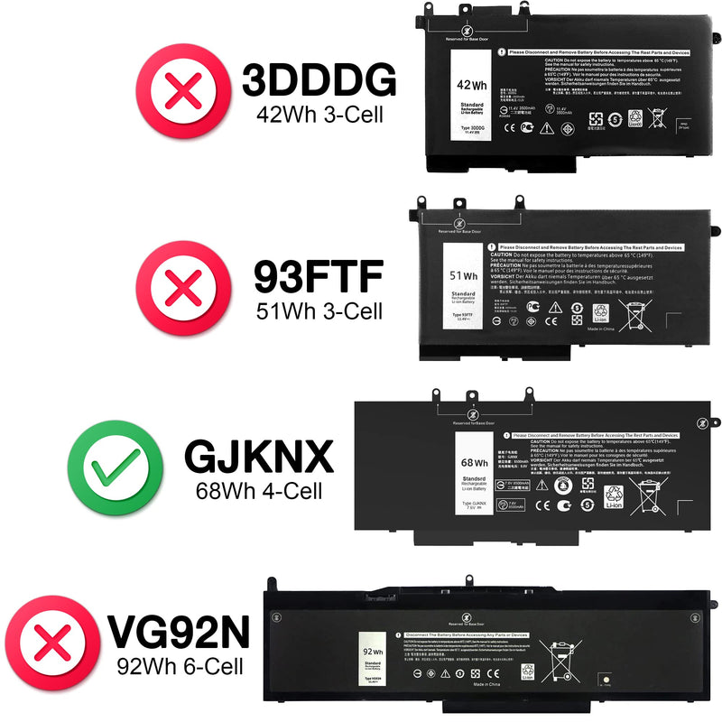 [Australia - AusPower] - 68WH GJKNX Dell Battery Replacement for Dell Latitude 5480 5580 5280 5288 5488 5590 5591 5490 5491 5495 E5480 E5580 E5490 E5590 Precision 15 3520 3530 Series GD1JP DY9NT 5YHR4 451-BBZG 7.6V 4-Cell GJKNX Battery 